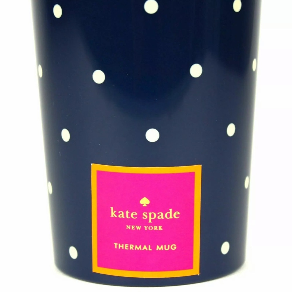 🎉 KATE SPADE Navy Larabee Dot Thermal Mug - Picture 4 of 6